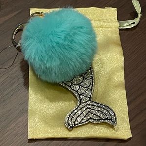 Cute mermaid pompon bag charm & key ring
